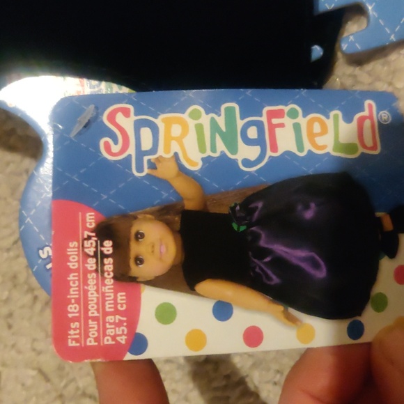 New!Springfield Black Velvet Purple Satin Party Dress for 18" Dolls - Picture 2 of 4